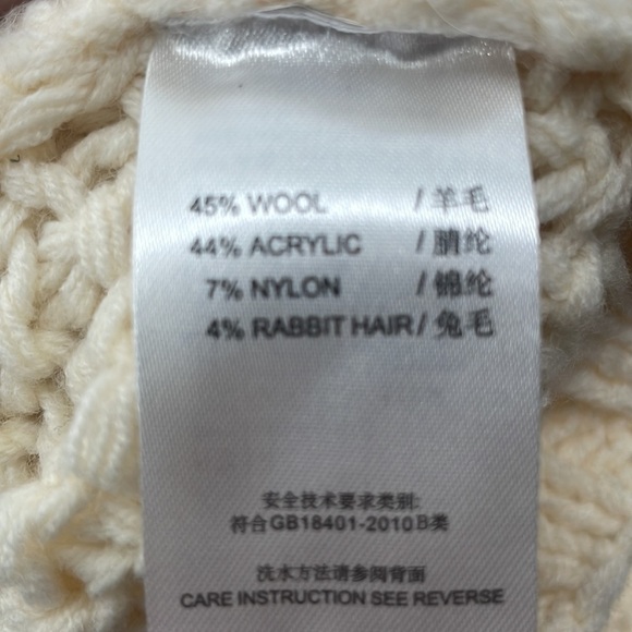 Nine West cream wool blend chunky knit sweater boho fringe sweater sz lg - Picture 4 of 12